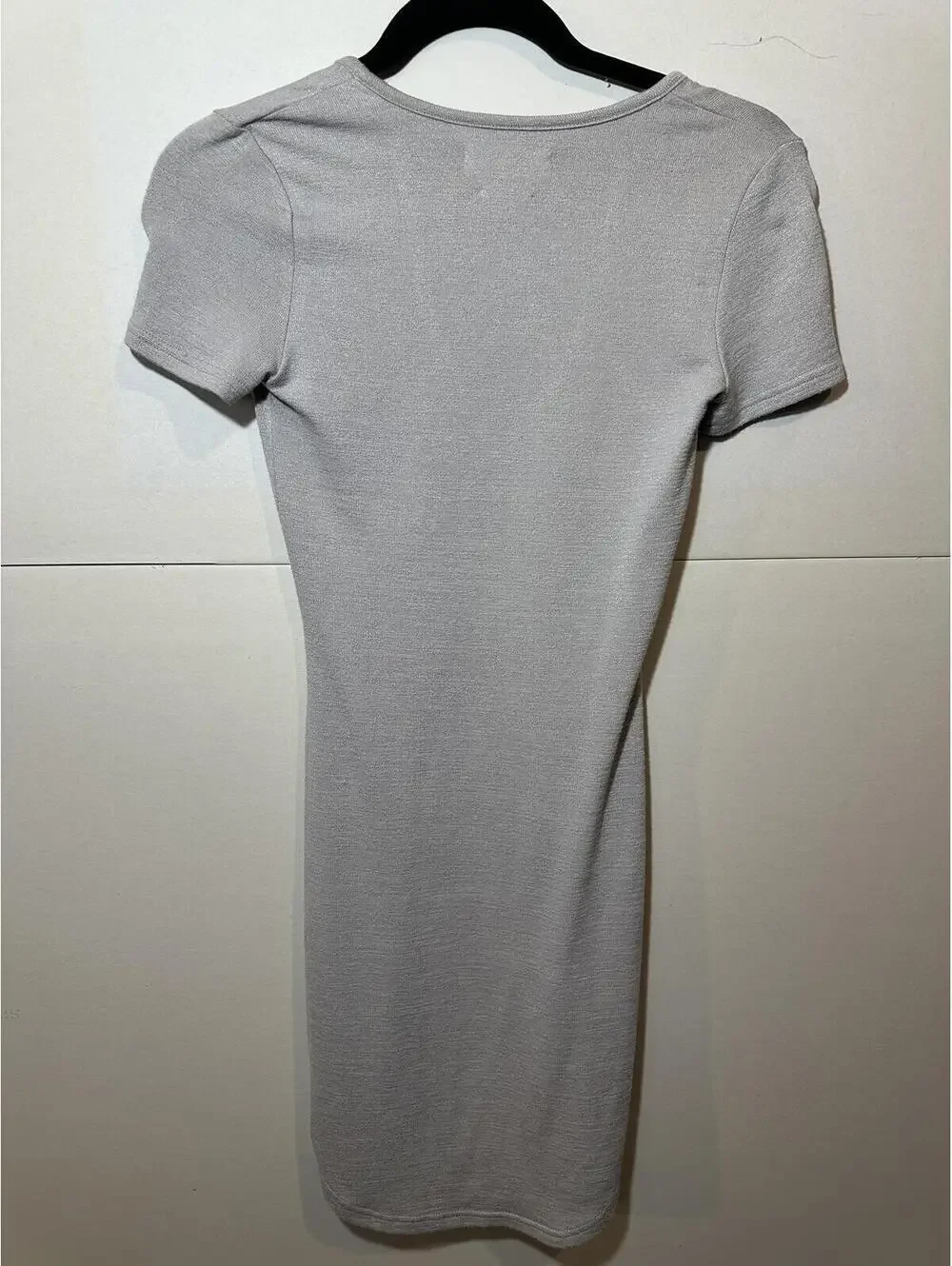 Aritzia TNA Golden Bodycon Mini Dress XS Gray Short Sleeve Stretch Knit - Picture 3 of 8